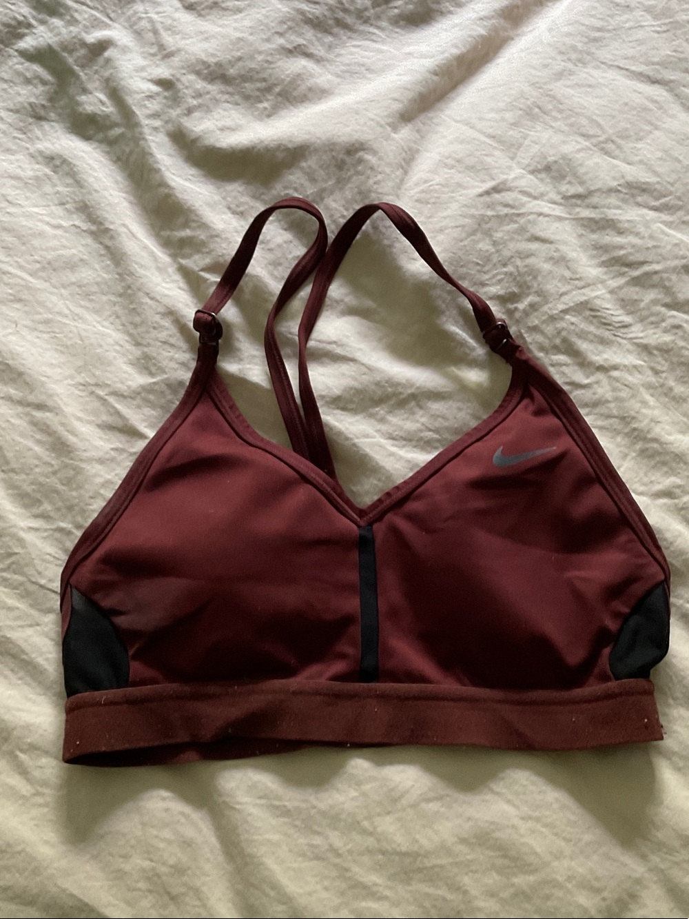 Nike Burgundy and Black Strappy Sports Bra